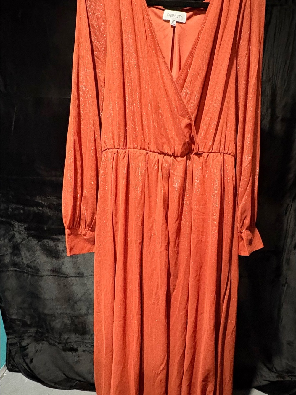 Rust Orange Sparkle Wrap Maxi Dress